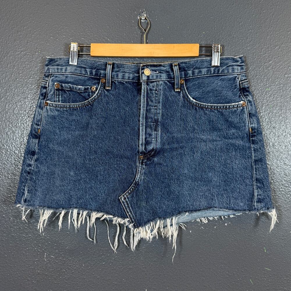 Agolde 30 women’s blue denim skirt dress distressed